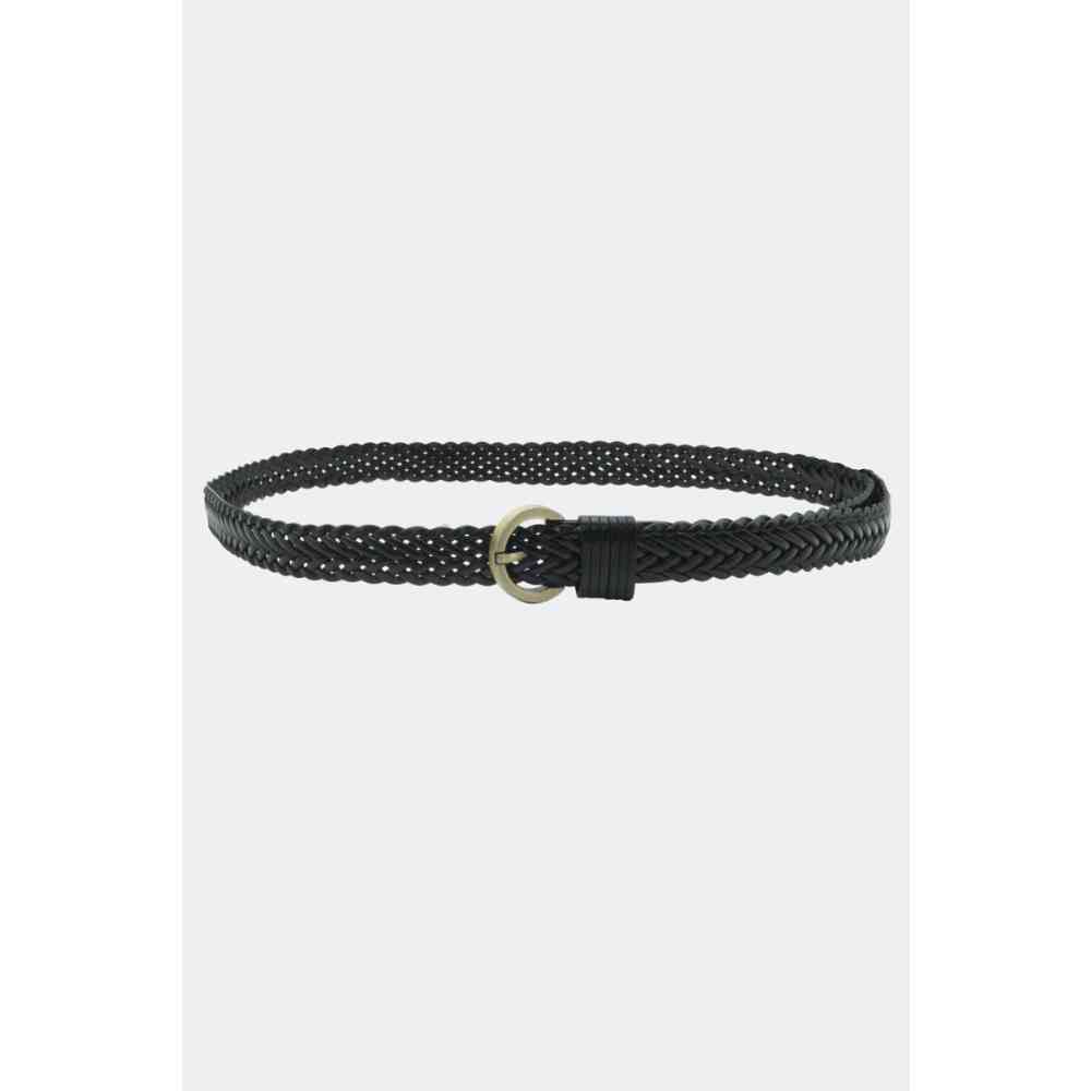 Voodoo Vixen - Round Buckle Plaited Leather Taillengürtel - Schwarz